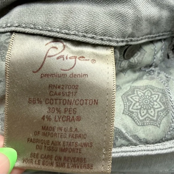 PAIGE Light Gray Verdugo Vegan Skinny Denim Jeans Size 28 Minimalist Casual - Picture 5 of 9
